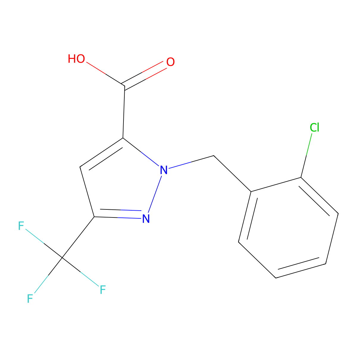 1-(2-Chlorobenzyl)-3-(trifluoromethyl)-1H-pyrazole-5-carboxylic acid molecular structure, CAS 1946818-66-1