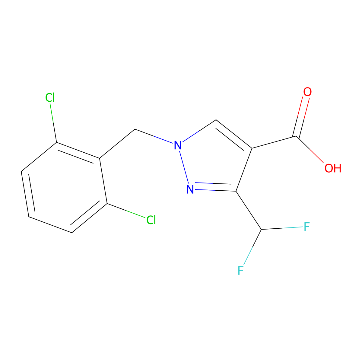 1-(2,6-Dichlorobenzyl)-3-(difluoromethyl)-1H-pyrazole-4-carboxylic acid molecular structure, CAS 1946818-68-3