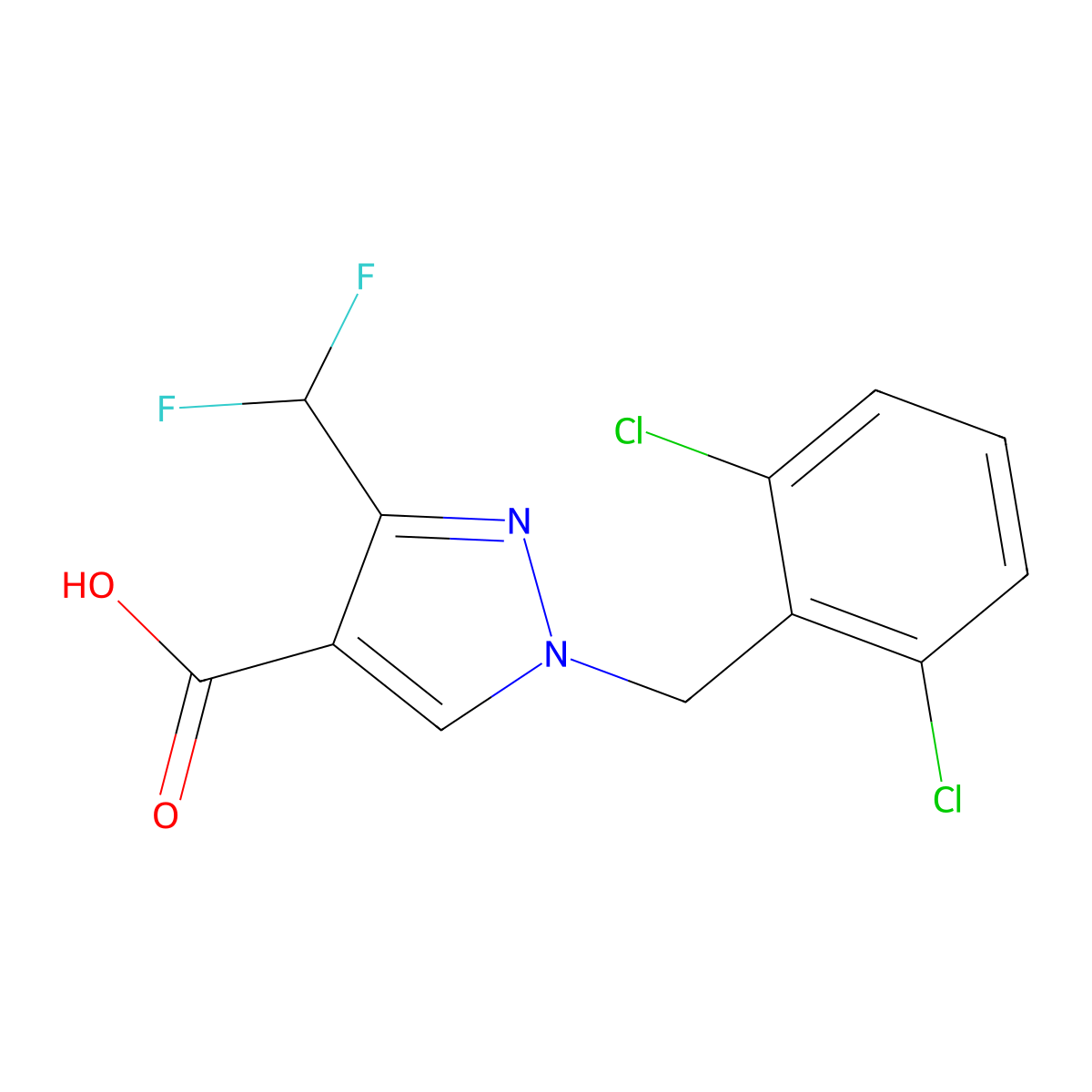1-(2,6-Dichlorobenzyl)-3-(difluoromethyl)-1H-pyrazole-4-carboxylic acid molecular structure, CAS 1946818-68-3