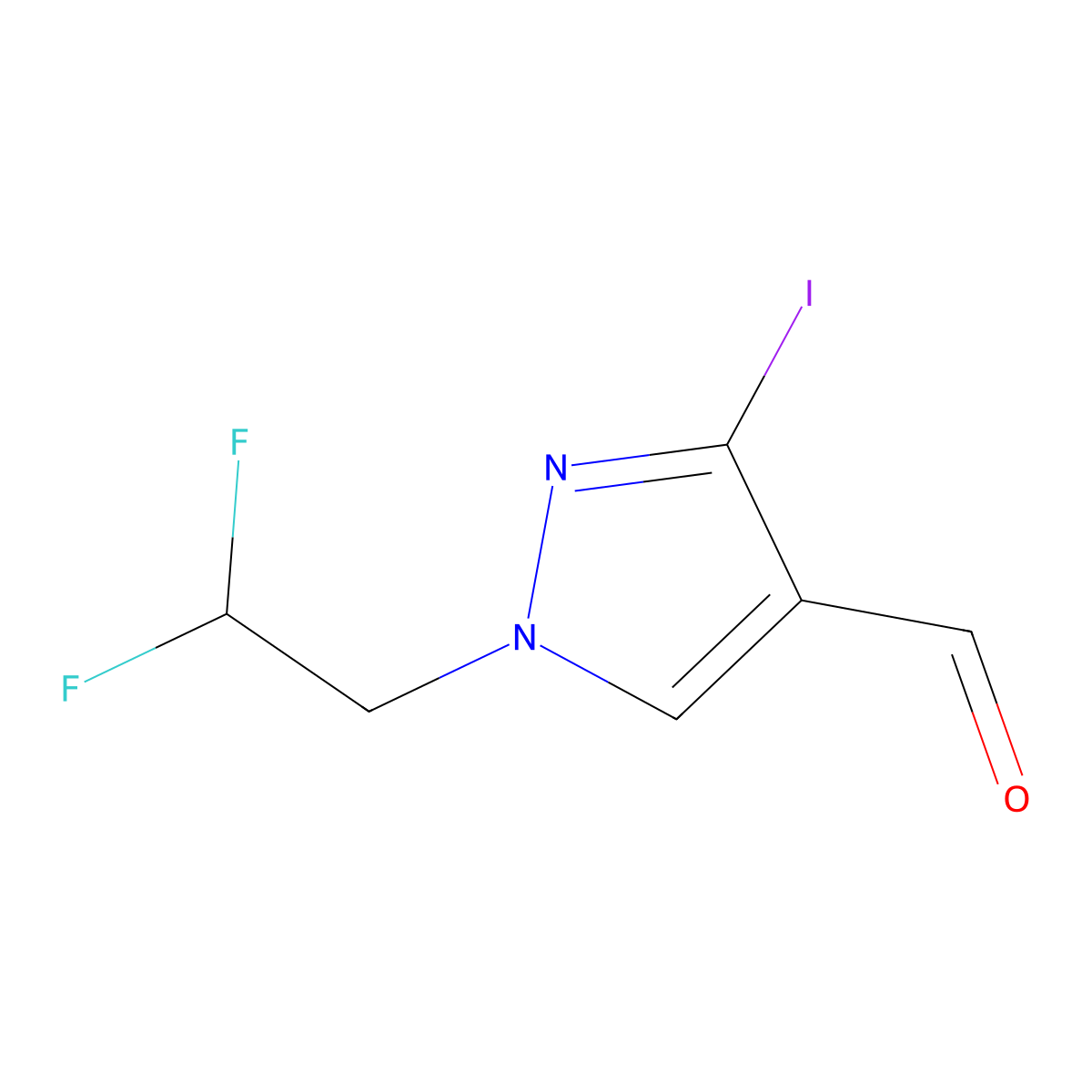 1-(2,2-difluoroethyl)-3-iodo-1H-pyrazole-4-carbaldehyde molecular structure, CAS 1946822-05-4