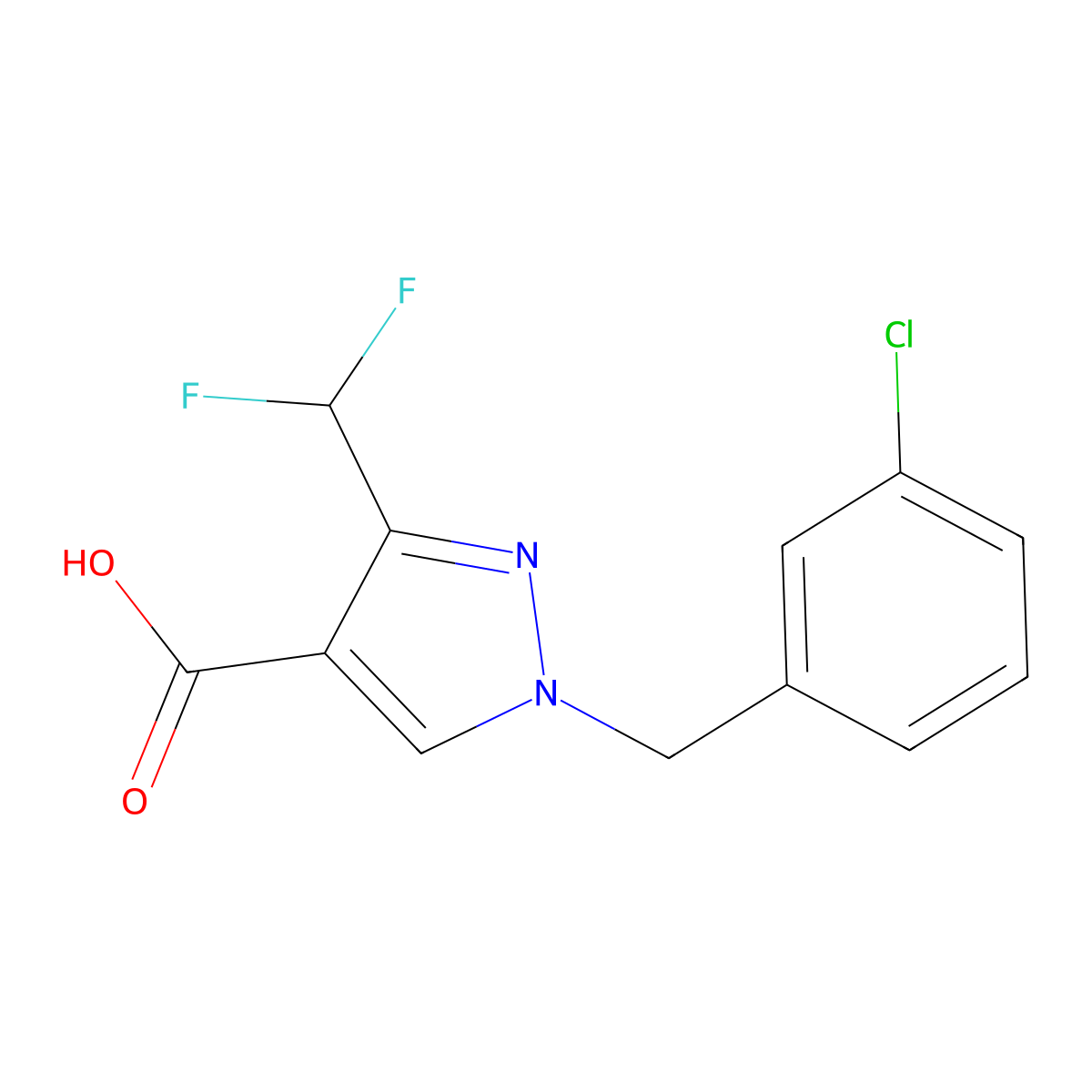 1-(3-Chlorobenzyl)-3-(difluoromethyl)-1H-pyrazole-4-carboxylic acid molecular structure, CAS 1946822-31-6