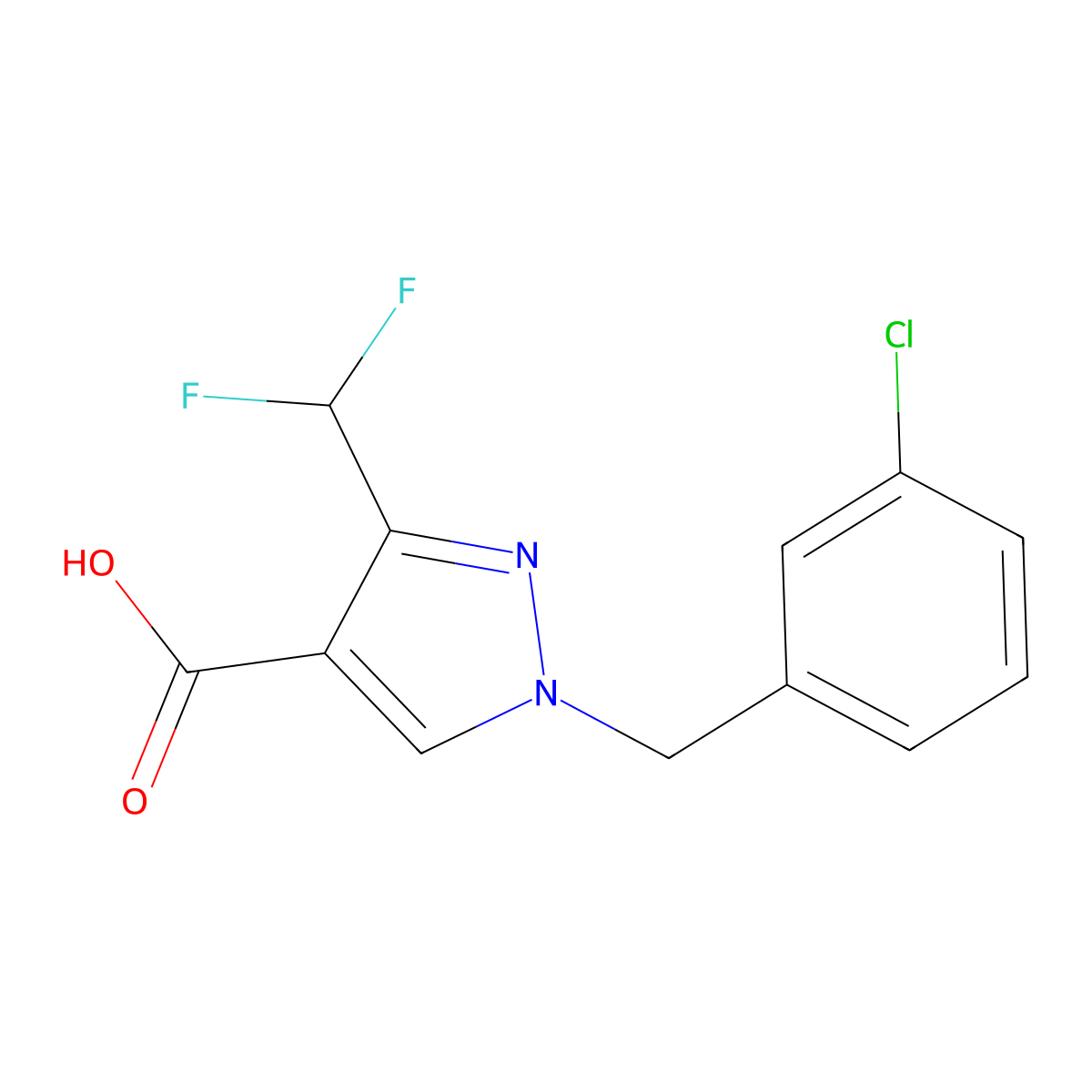 1-(3-Chlorobenzyl)-3-(difluoromethyl)-1H-pyrazole-4-carboxylic acid molecular structure, CAS 1946822-31-6