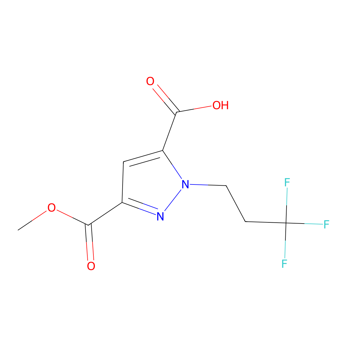 3-(Methoxycarbonyl)-1-(3,3,3-trifluoropropyl)-1H-pyrazole-5-carboxylic acid molecular structure, CAS 1946822-73-6