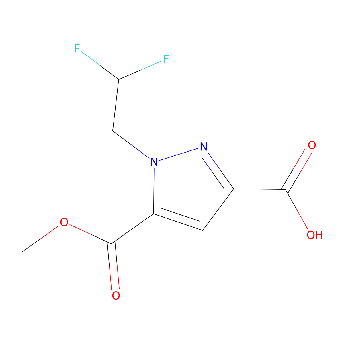 1-(2,2-difluoroethyl)-5-(methoxycarbonyl)-1H-pyrazole-3-carboxylic acid molecular structure, CAS 1946823-08-0
