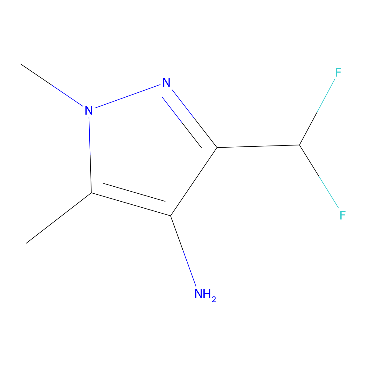 3-(difluoromethyl)-1,5-dimethyl-1H-pyrazol-4-amine molecular structure, CAS 1946823-27-3