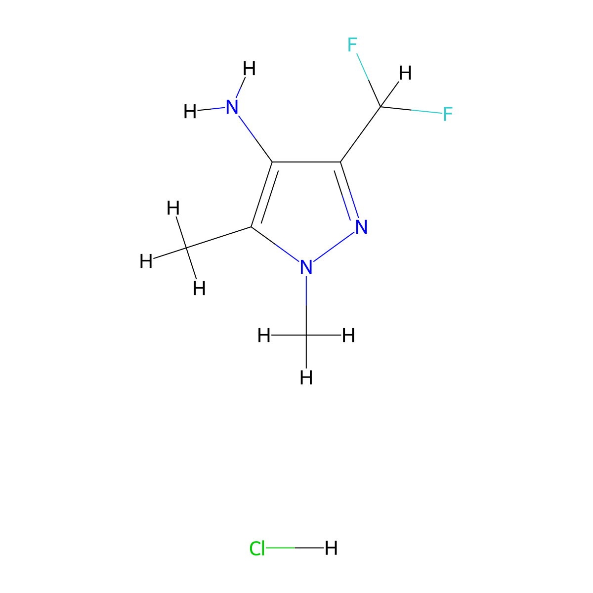 3-(Difluoromethyl)-1,5-dimethyl-1h-pyrazol-4-amine hydrochloride molecular structure, CAS 1946823-28-4