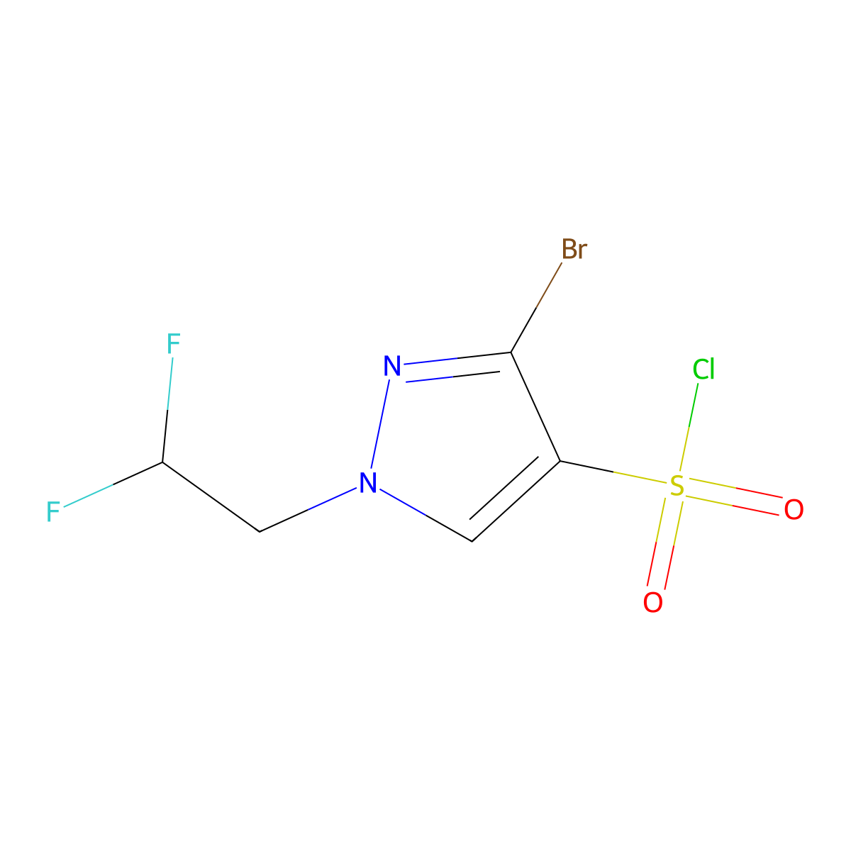 3-Bromo-1-(2,2-difluoroethyl)-1H-pyrazole-4-sulfonyl chloride molecular structure, CAS 1946823-35-3