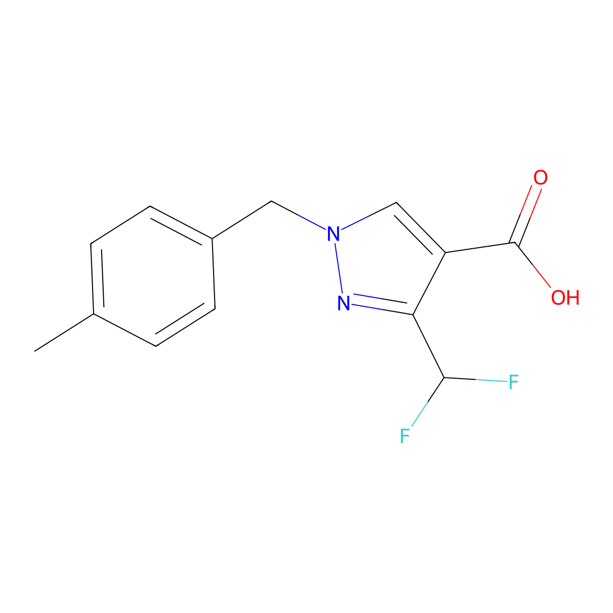 3-(Difluoromethyl)-1-(4-methylbenzyl)-1H-pyrazole-4-carboxylic acid molecular structure, CAS 1946823-49-9