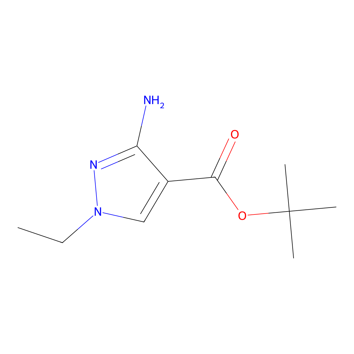 tert-butyl 3-amino-1-ethyl-1H-pyrazole-4-carboxylate molecular structure, CAS 1946823-53-5