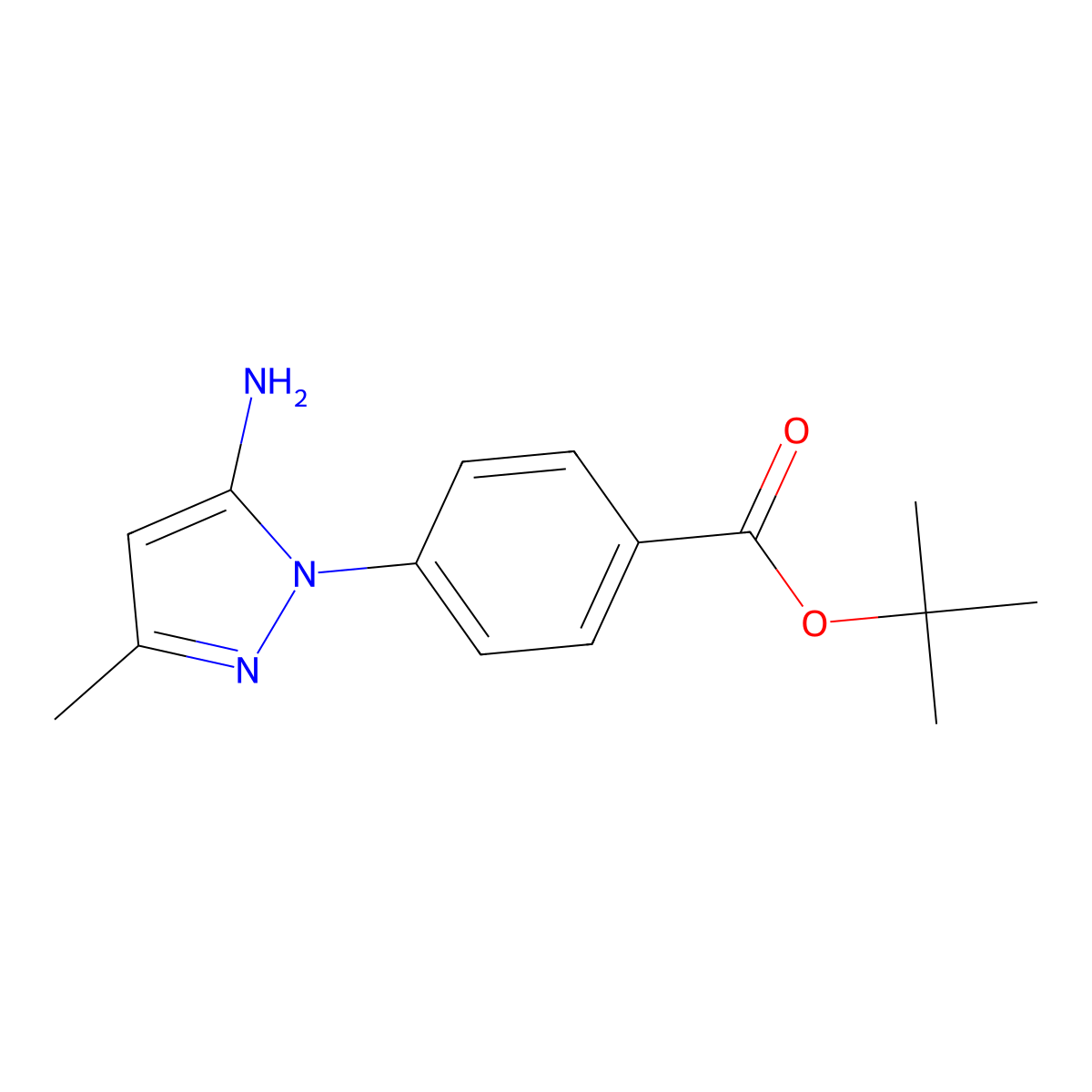tert-butyl 4-(5-amino-3-methyl-1H-pyrazol-1-yl)benzoate molecular structure, CAS 1946823-54-6