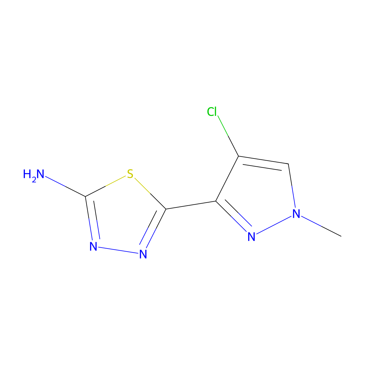 5-(4-Chloro-1-methyl-1H-pyrazol-3-yl)-1,3,4-thiadiazol-2-amine molecular structure, CAS 1946823-64-8