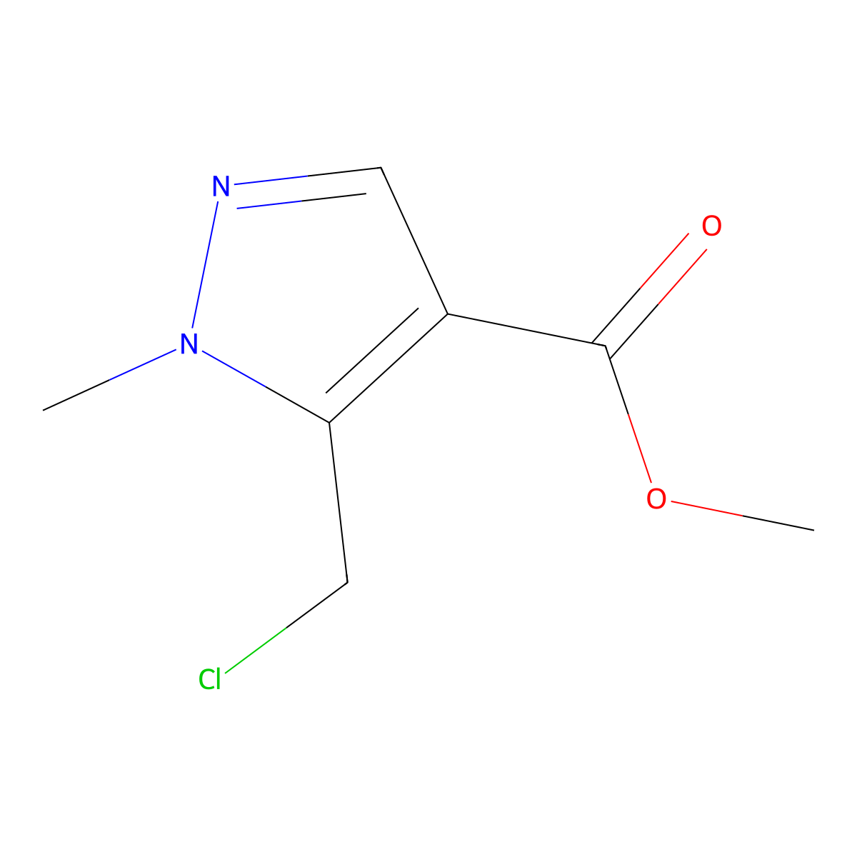 Methyl 5-(chloromethyl)-1-methyl-1H-pyrazole-4-carboxylate molecular structure, CAS 1946823-70-6