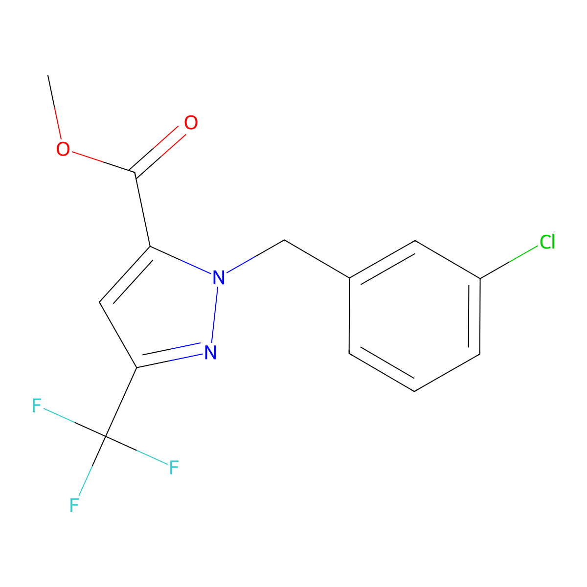 Methyl 1-(3-chlorobenzyl)-3-(trifluoromethyl)-1H-pyrazole-5-carboxylate molecular structure, CAS 1946823-73-9