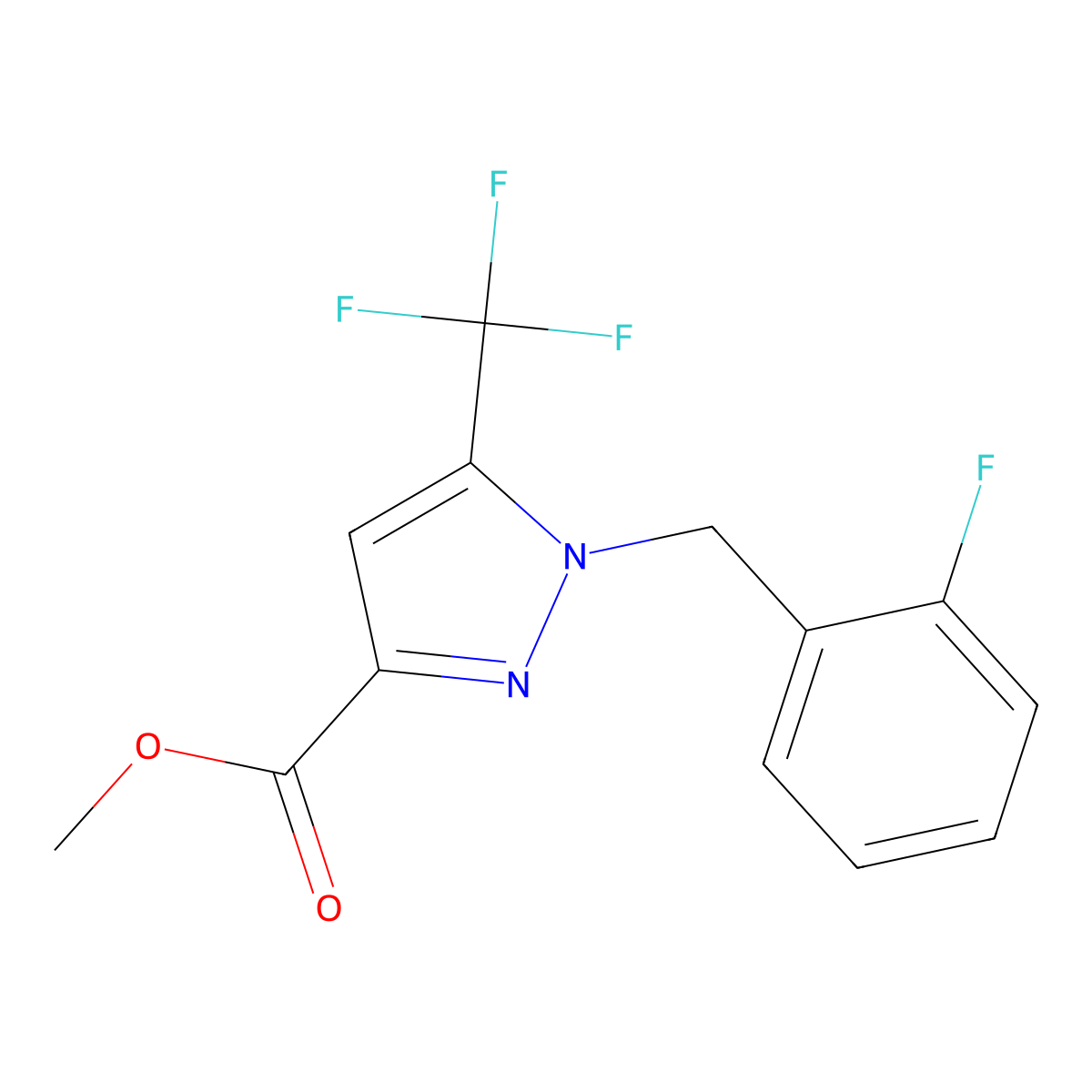 Methyl 1-(2-fluorobenzyl)-5-(trifluoromethyl)-1H-pyrazole-3-carboxylate molecular structure, CAS 1946823-78-4