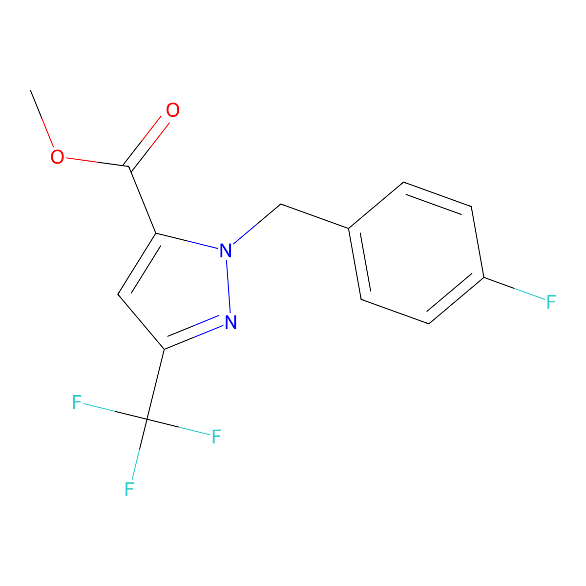 Methyl 1-(4-fluorobenzyl)-3-(trifluoromethyl)-1H-pyrazole-5-carboxylate molecular structure, CAS 1946823-79-5