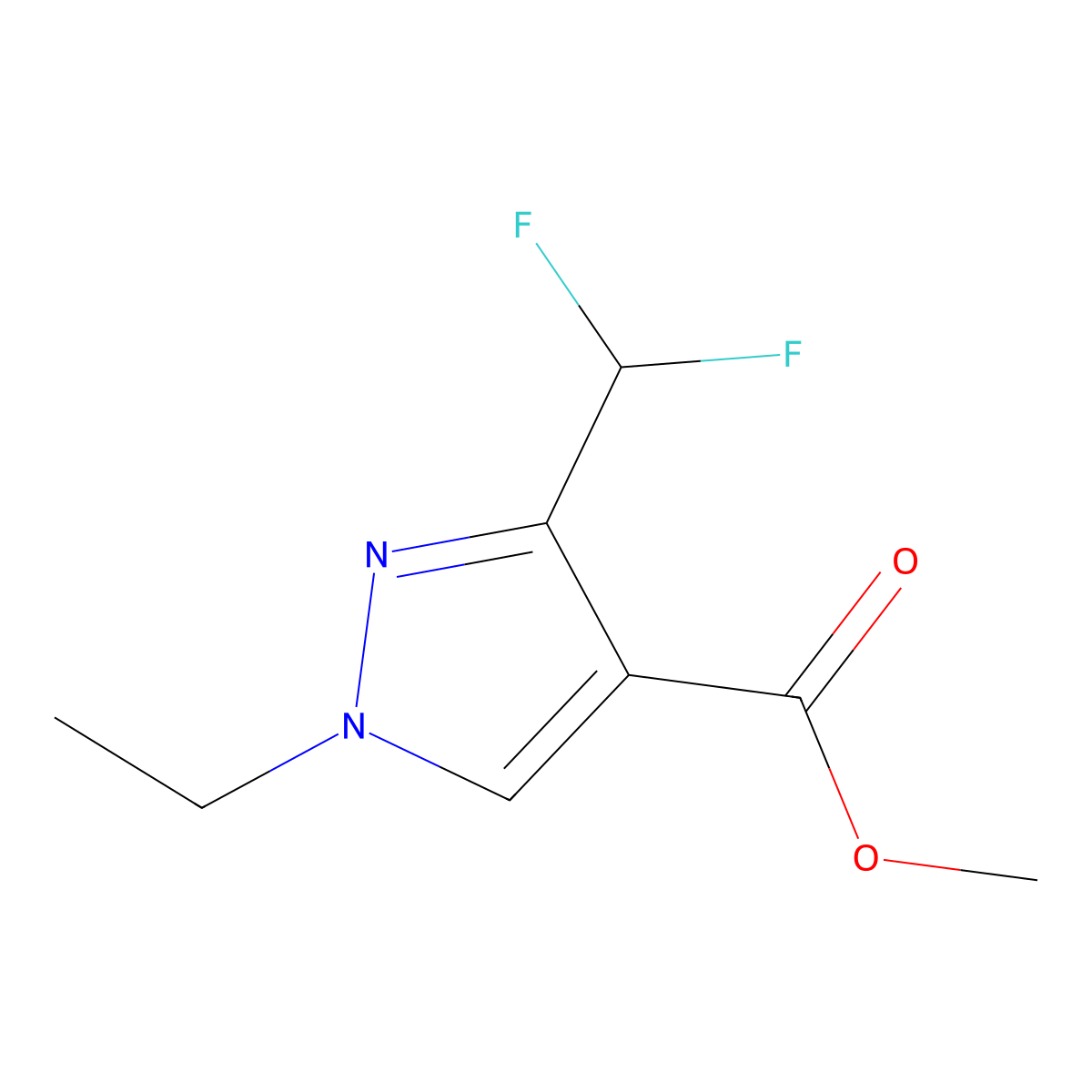 Methyl 3-(difluoromethyl)-1-ethyl-1H-pyrazole-4-carboxylate molecular structure, CAS 1946823-80-8