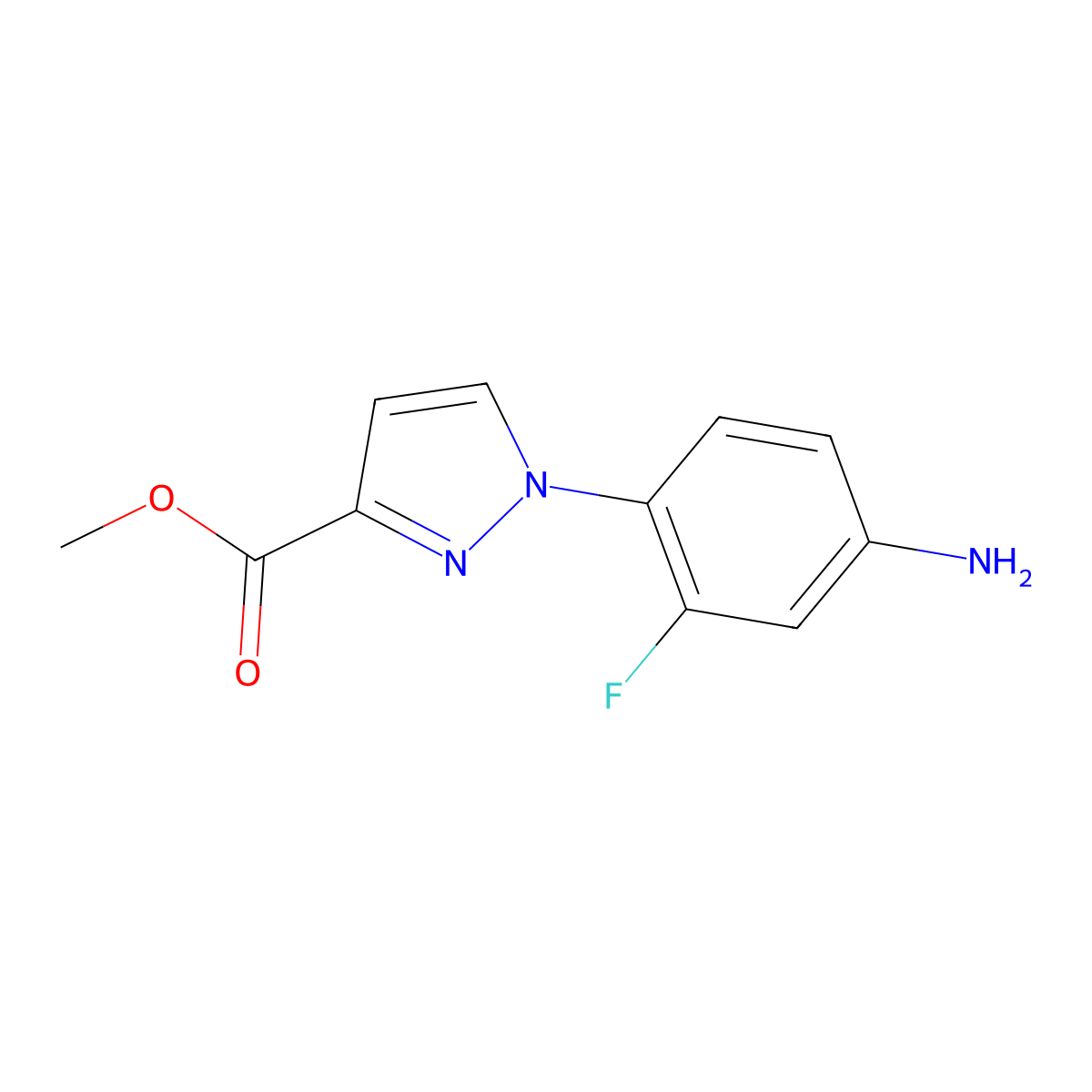 Methyl 1-(4-amino-2-fluorophenyl)-1H-pyrazole-3-carboxylate molecular structure, CAS 1946823-82-0