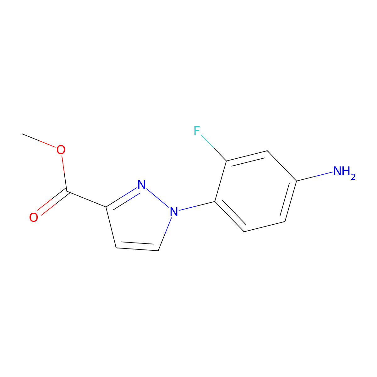 Methyl 1-(4-amino-2-fluorophenyl)-1H-pyrazole-3-carboxylate molecular structure, CAS 1946823-82-0