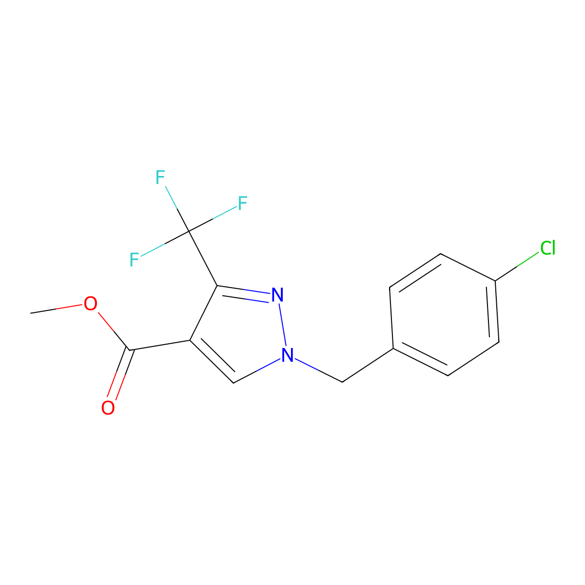 Methyl 1-(4-chlorobenzyl)-3-(trifluoromethyl)-1H-pyrazole-4-carboxylate molecular structure, CAS 1946823-83-1