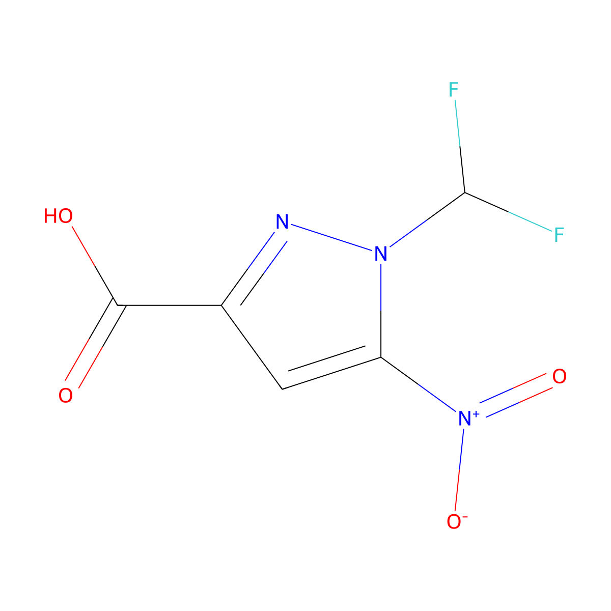 1-(Difluoromethyl)-5-nitro-1H-pyrazole-3-carboxylic acid molecular structure, CAS 1946823-84-2