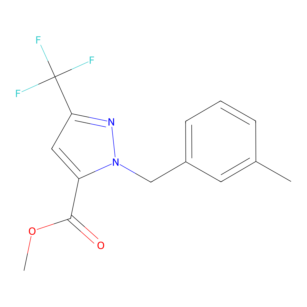 Methyl 1-(3-methylbenzyl)-3-(trifluoromethyl)-1H-pyrazole-5-carboxylate molecular structure, CAS 1946823-85-3