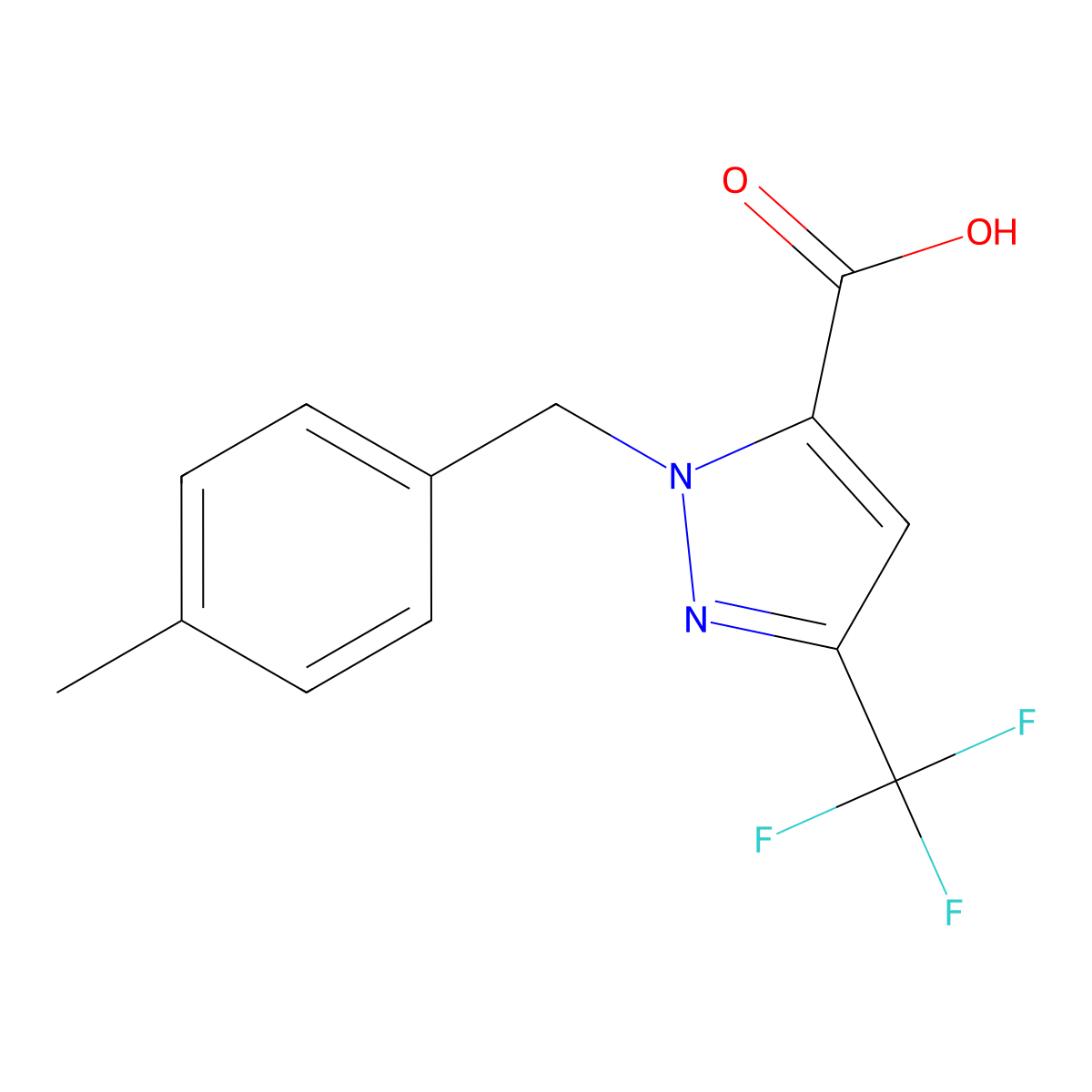 1-(4-Methylbenzyl)-3-(trifluoromethyl)-1H-pyrazole-5-carboxylic acid molecular structure, CAS 1946823-87-5