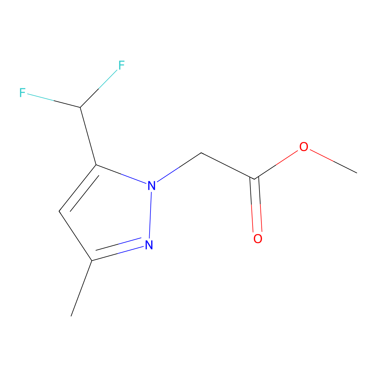 Methyl [5-(difluoromethyl)-3-methyl-1H-pyrazol-1-yl]acetate molecular structure, CAS 1946823-88-6
