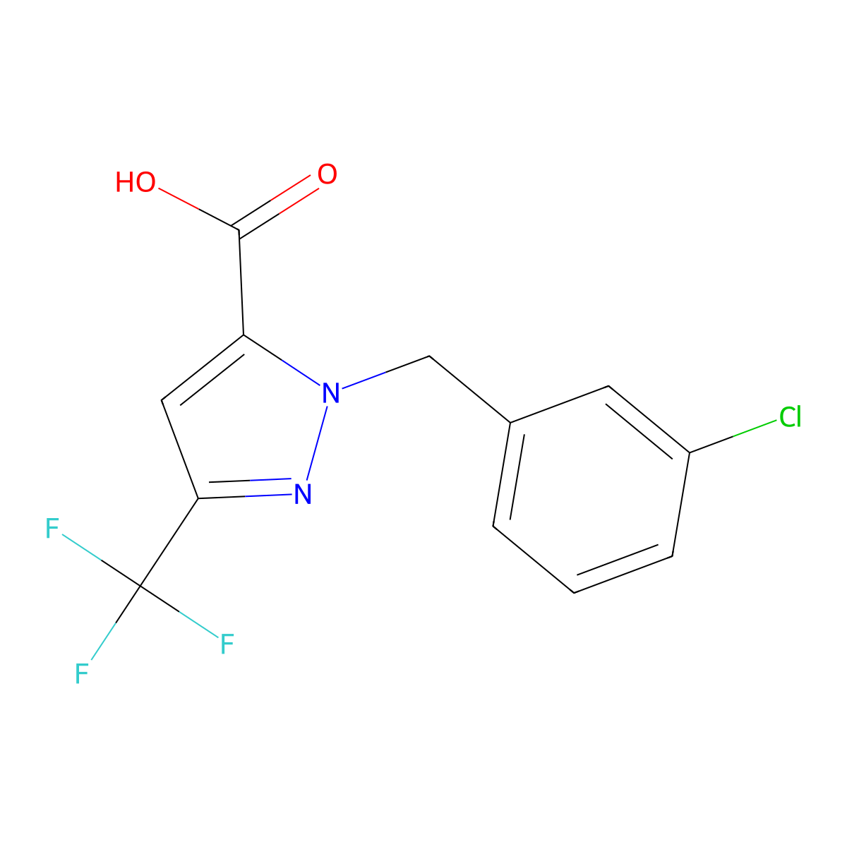 1-(3-Chlorobenzyl)-3-(trifluoromethyl)-1H-pyrazole-5-carboxylic acid molecular structure, CAS 1946823-91-1
