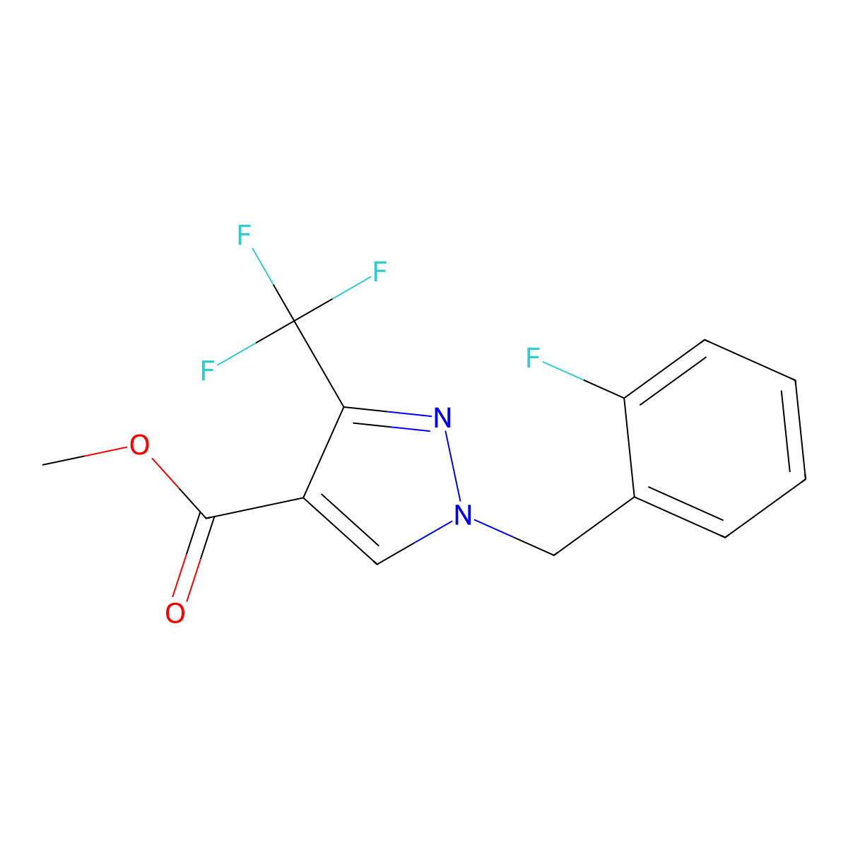 Methyl 1-(2-fluorobenzyl)-3-(trifluoromethyl)-1H-pyrazole-4-carboxylate molecular structure, CAS 1946823-94-4