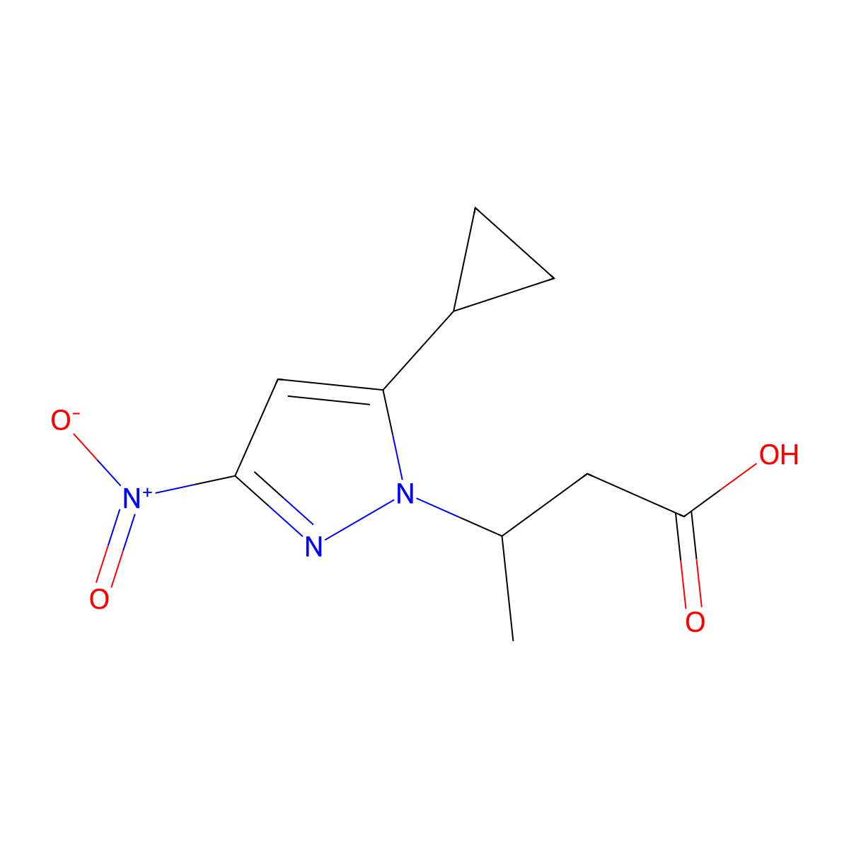 3-(5-Cyclopropyl-3-nitro-1H-pyrazol-1-yl)butanoic acid molecular structure, CAS 1946823-95-5