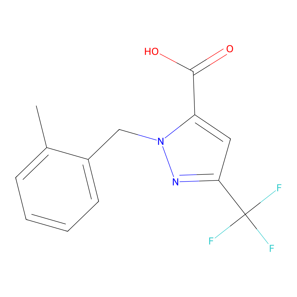 1-(2-Methylbenzyl)-3-(trifluoromethyl)-1H-pyrazole-5-carboxylic acid molecular structure, CAS 1946823-96-6