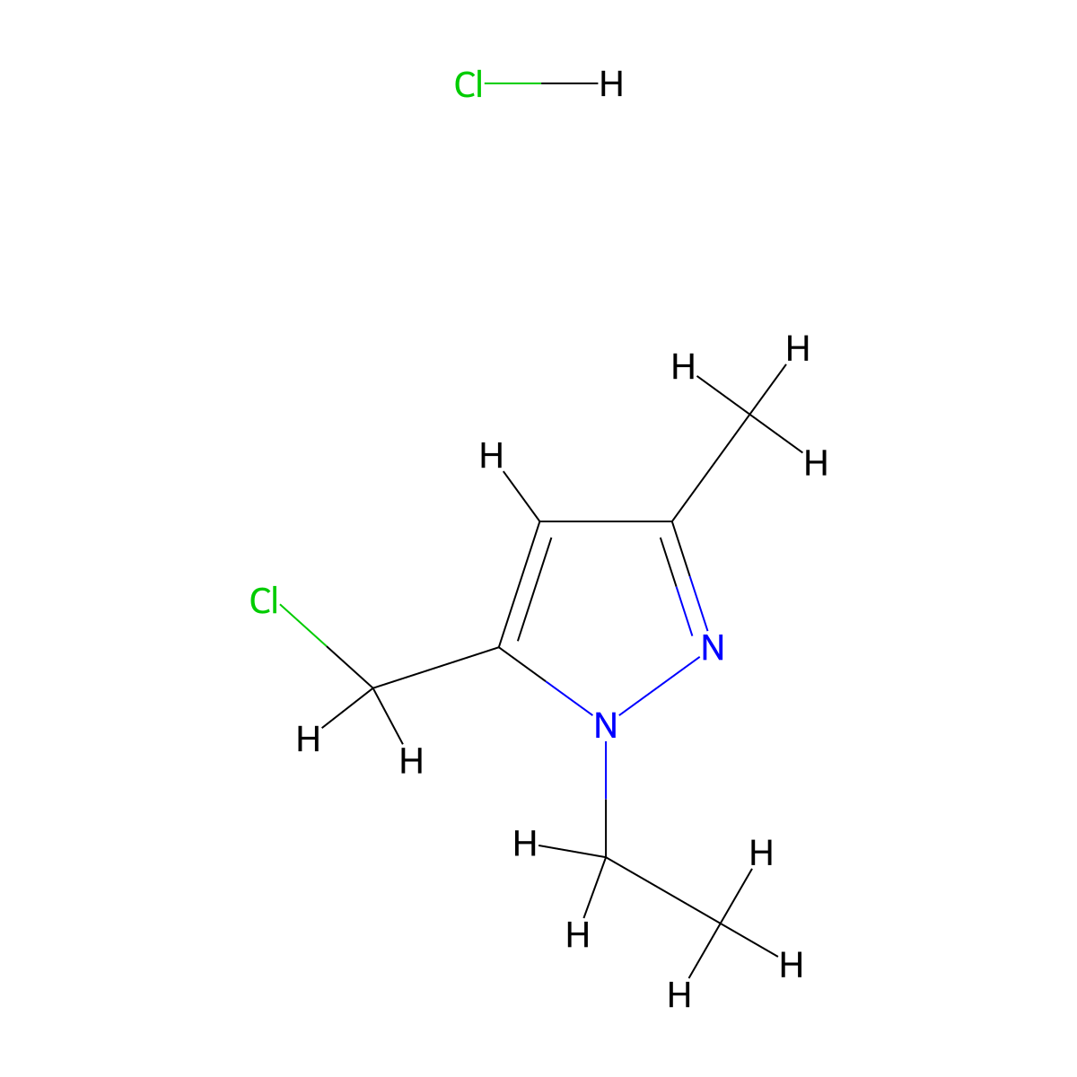 5-(Chloromethyl)-1-ethyl-3-methylpyrazole;hydrochloride molecular structure, CAS 1946828-15-4