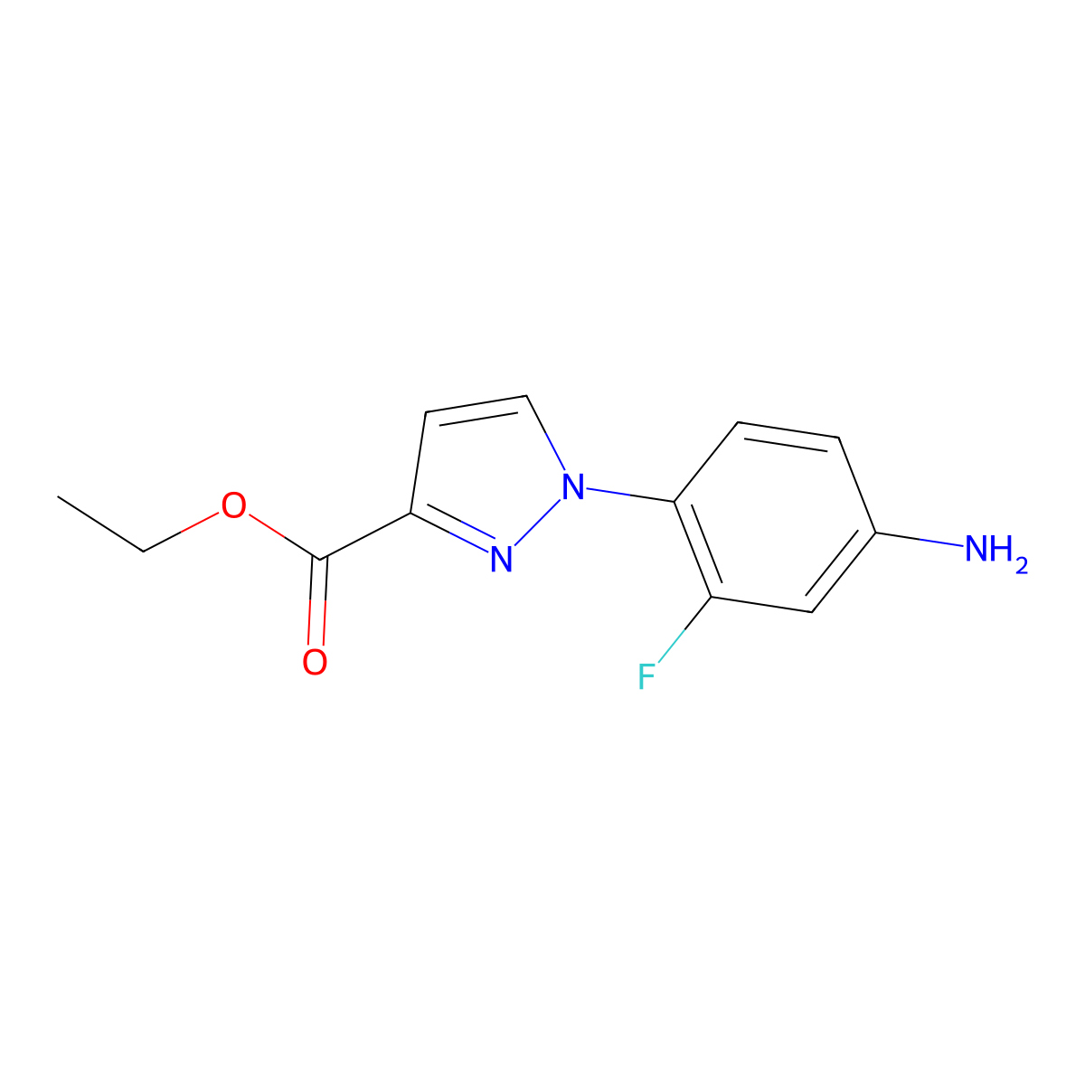 ethyl 1-(4-amino-2-fluorophenyl)-1H-pyrazole-3-carboxylate molecular structure, CAS 1946828-16-5