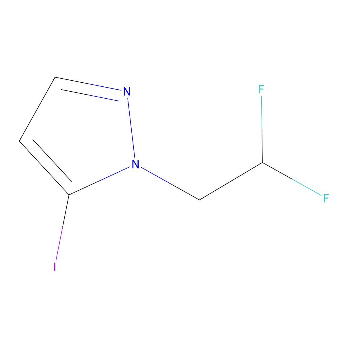 1-(2,2-Difluoroethyl)-5-iodo-1H-pyrazole molecular structure, CAS 1946828-18-7