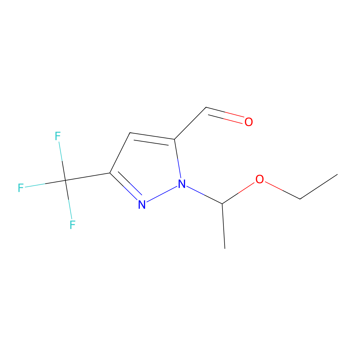 1-(1-Ethoxyethyl)-3-(trifluoromethyl)-1H-pyrazole-5-carbaldehyde molecular structure, CAS 1946828-19-8