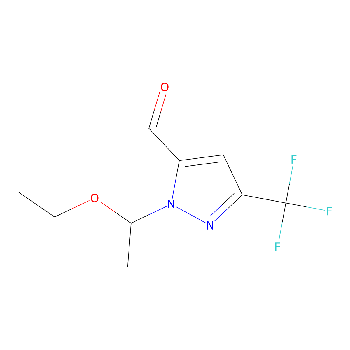 1-(1-Ethoxyethyl)-3-(trifluoromethyl)-1H-pyrazole-5-carbaldehyde molecular structure, CAS 1946828-19-8