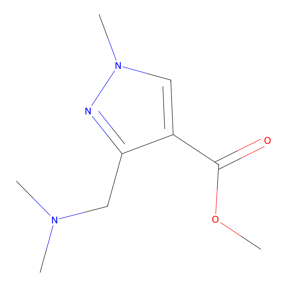 Methyl 3-[(dimethylamino)methyl]-1-methyl-1H-pyrazole-4-carboxylate molecular structure, CAS 1946828-22-3