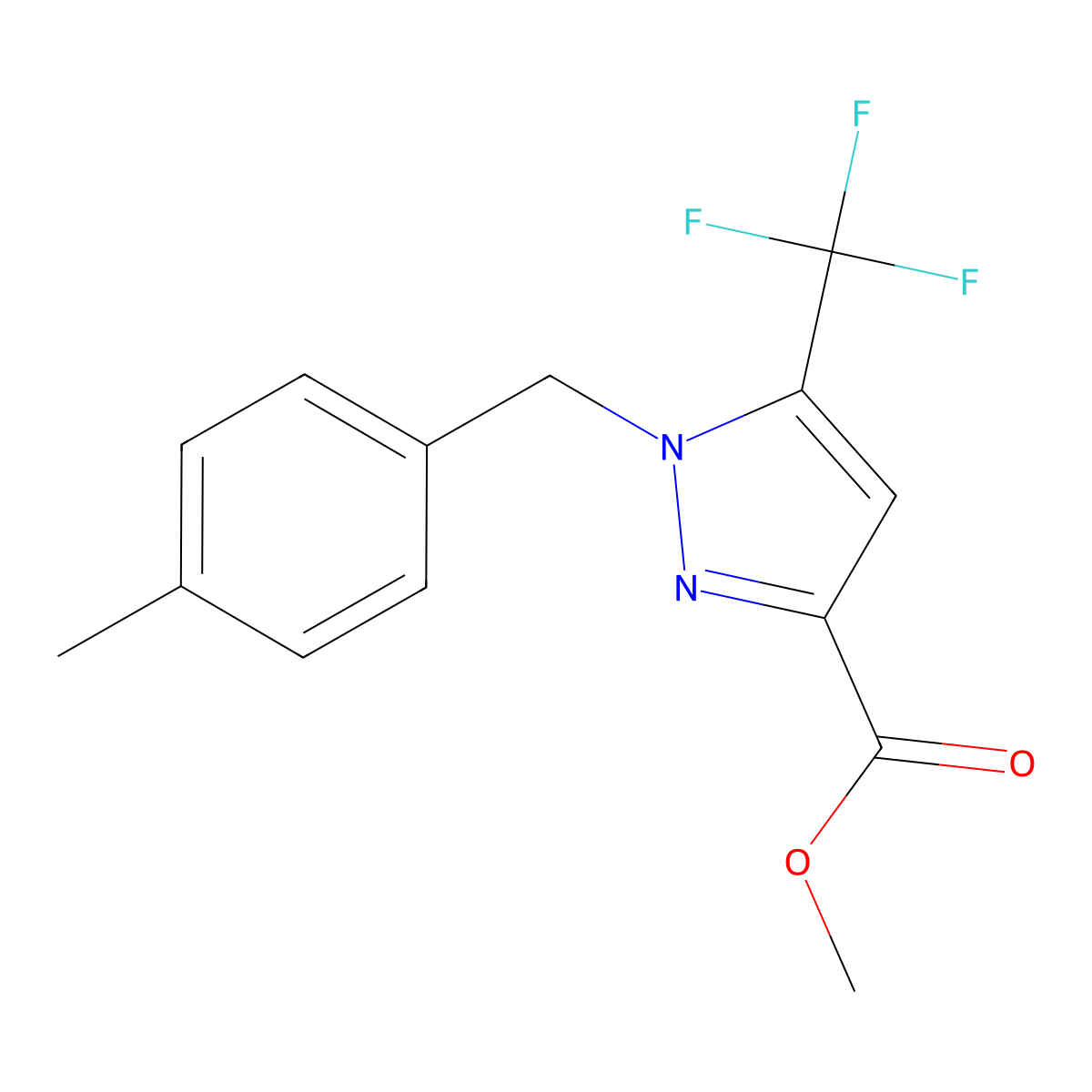 Methyl 1-(4-methylbenzyl)-5-(trifluoromethyl)-1H-pyrazole-3-carboxylate molecular structure, CAS 1946828-24-5