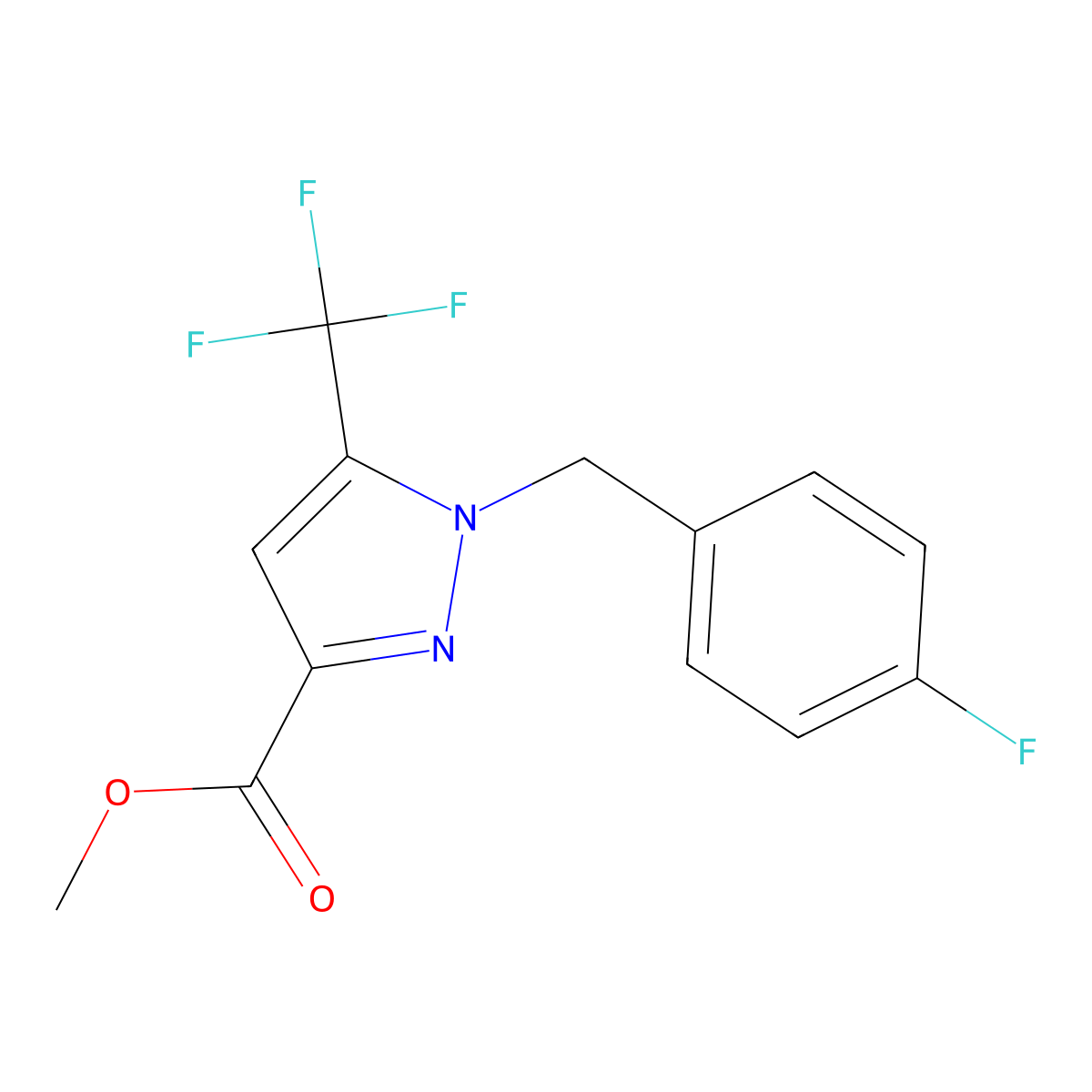 Methyl 1-(4-fluorobenzyl)-5-(trifluoromethyl)-1H-pyrazole-3-carboxylate molecular structure, CAS 1946828-27-8