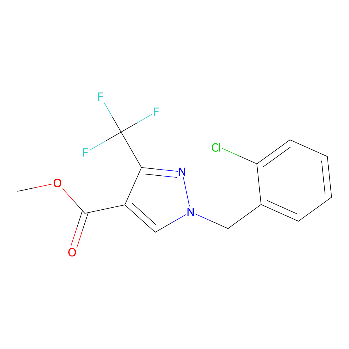 Methyl 1-(2-chlorobenzyl)-3-(trifluoromethyl)-1H-pyrazole-4-carboxylate molecular structure, CAS 1946828-28-9