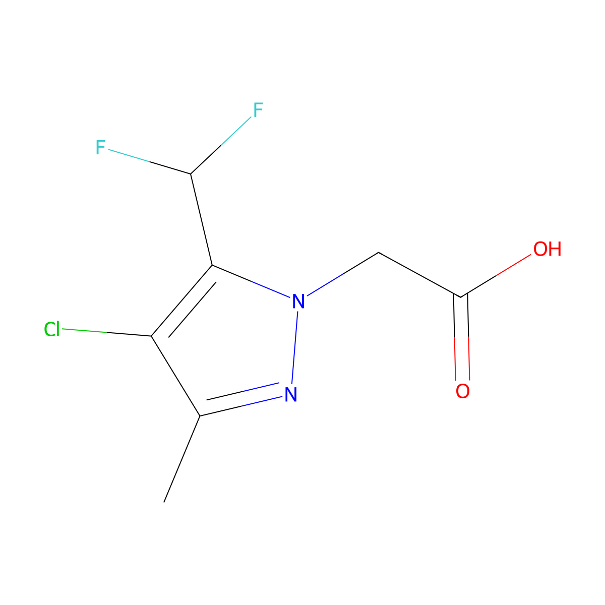 [4-Chloro-5-(difluoromethyl)-3-methyl-1H-pyrazol-1-yl]acetic acid molecular structure, CAS 1946828-31-4