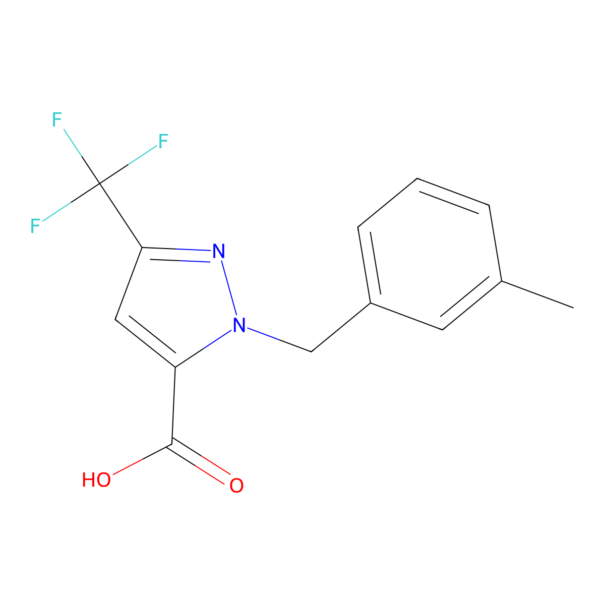 1-(3-Methylbenzyl)-3-(trifluoromethyl)-1H-pyrazole-5-carboxylic acid molecular structure, CAS 1946828-33-6