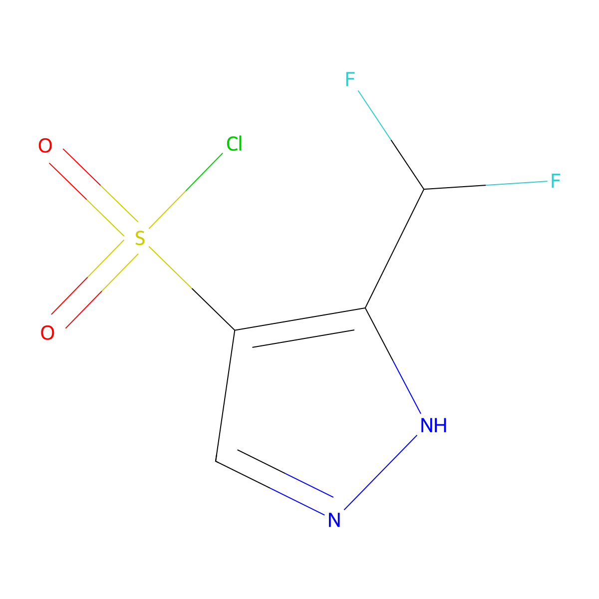 3-(Difluoromethyl)-1H-pyrazole-4-sulfonyl chloride molecular structure, CAS 1946828-34-7