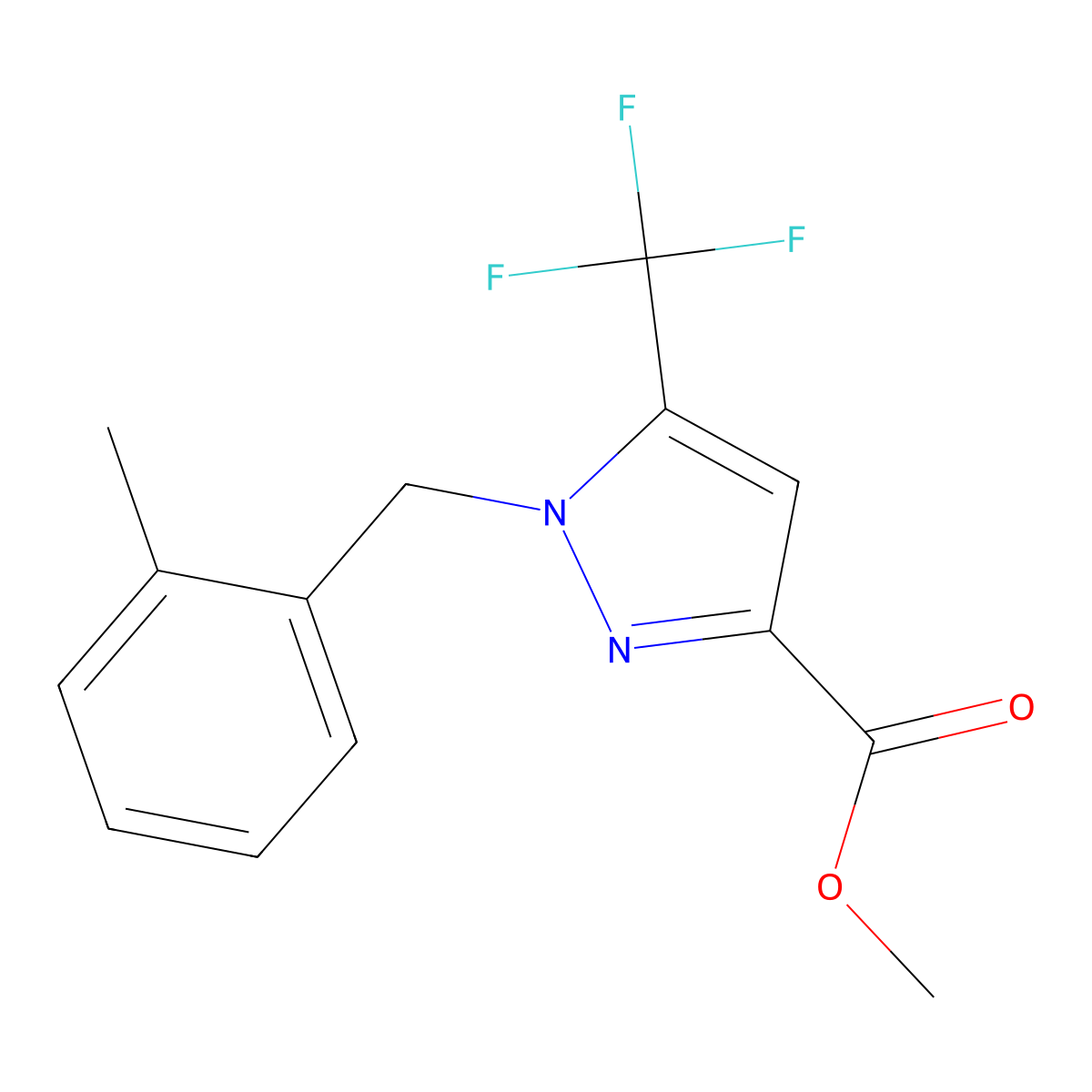 Methyl 1-(2-methylbenzyl)-5-(trifluoromethyl)-1H-pyrazole-3-carboxylate molecular structure, CAS 1946828-39-2