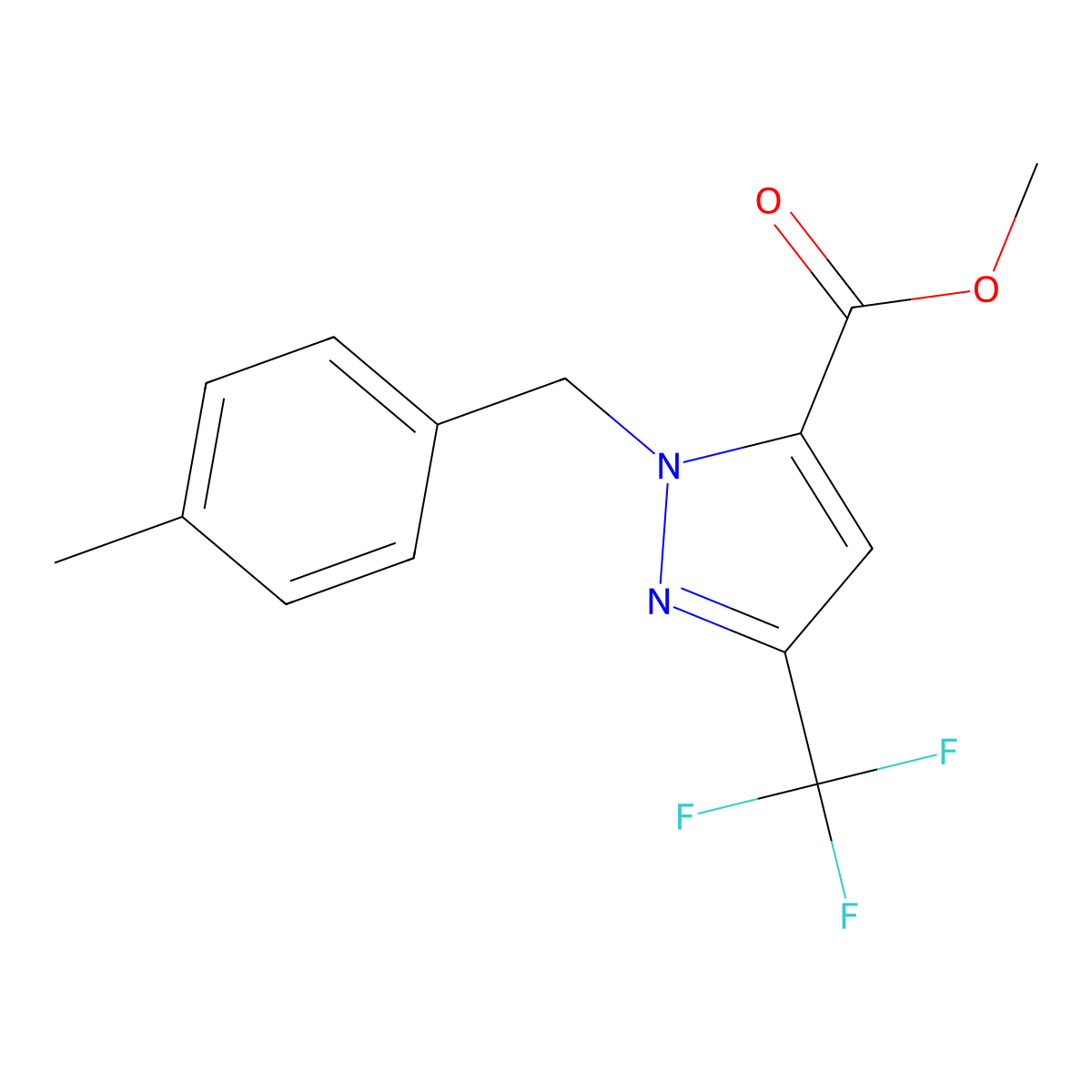 Methyl 1-(4-methylbenzyl)-3-(trifluoromethyl)-1H-pyrazole-5-carboxylate molecular structure, CAS 1946828-40-5
