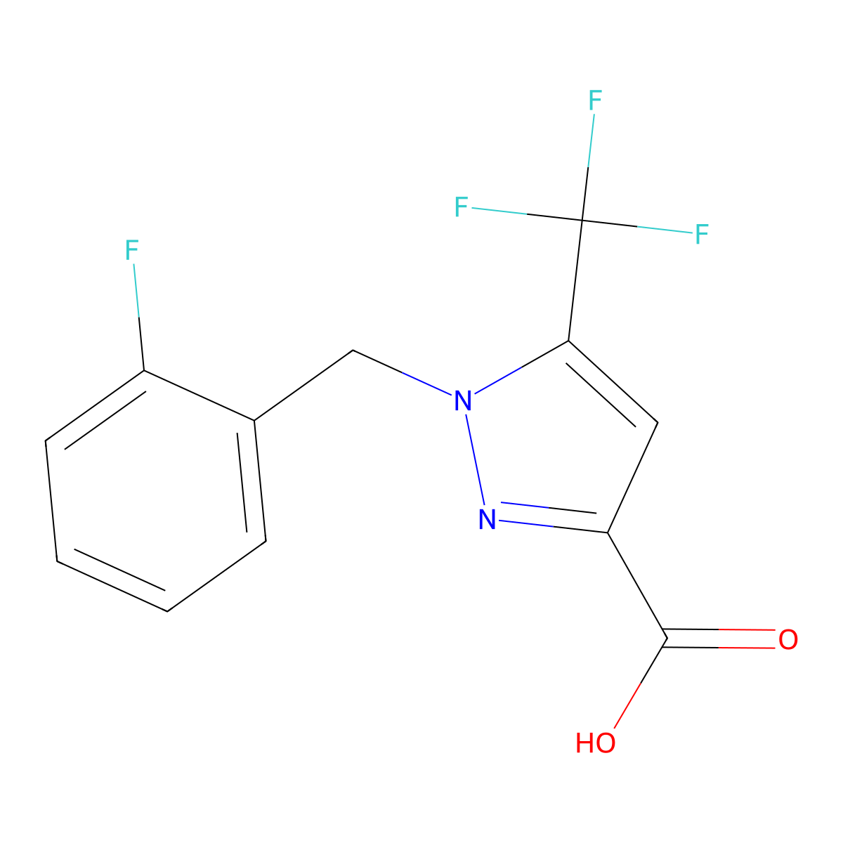 1-(2-Fluorobenzyl)-5-(trifluoromethyl)-1H-pyrazole-3-carboxylic acid molecular structure, CAS 1946828-42-7