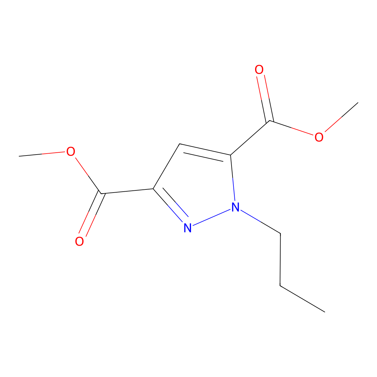 Dimethyl 1-propyl-1H-pyrazole-3,5-dicarboxylate molecular structure, CAS 1946828-43-8