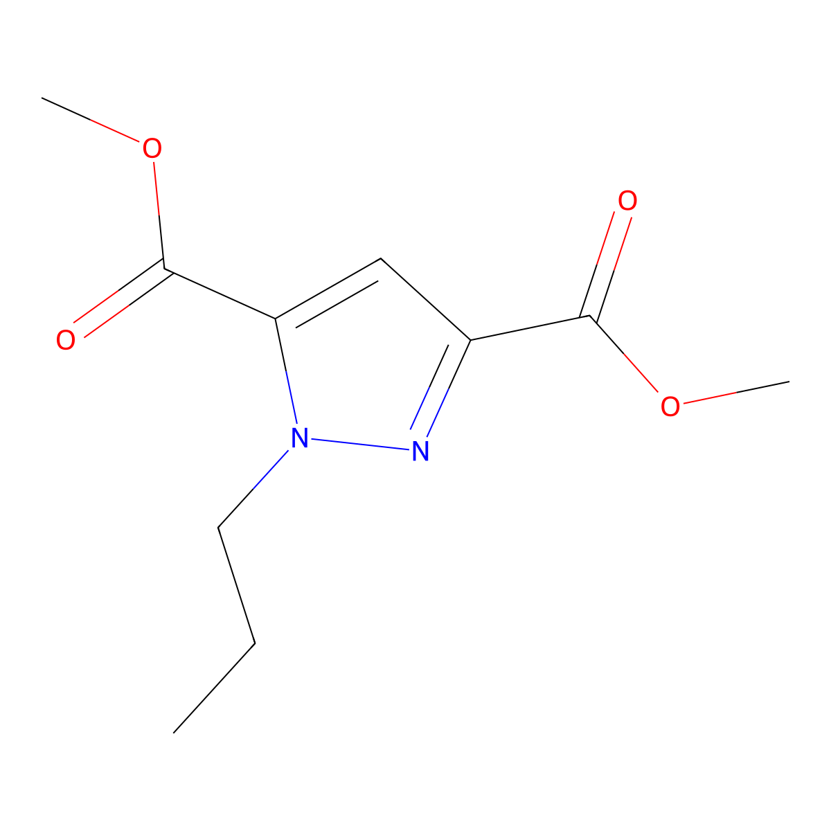 Dimethyl 1-propyl-1H-pyrazole-3,5-dicarboxylate molecular structure, CAS 1946828-43-8