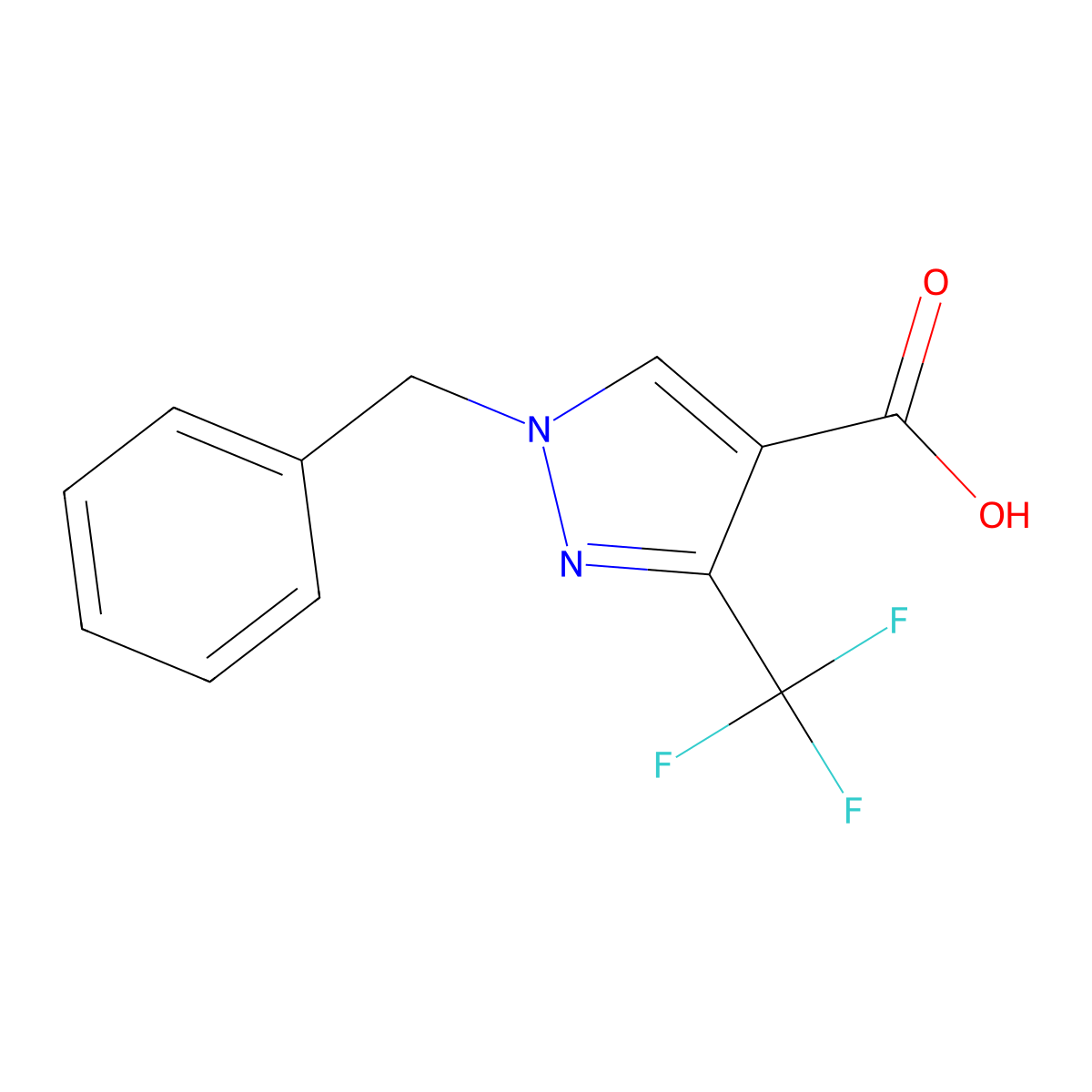 1-Benzyl-3-(trifluoromethyl)-1H-pyrazole-4-carboxylic acid molecular structure, CAS 1946828-44-9
