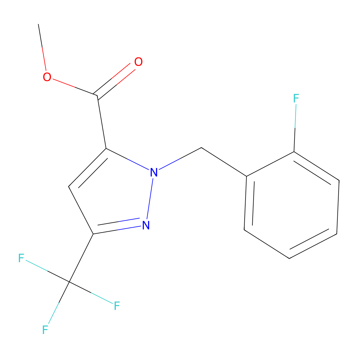 Methyl 1-(2-fluorobenzyl)-3-(trifluoromethyl)-1H-pyrazole-5-carboxylate molecular structure, CAS 1946828-47-2